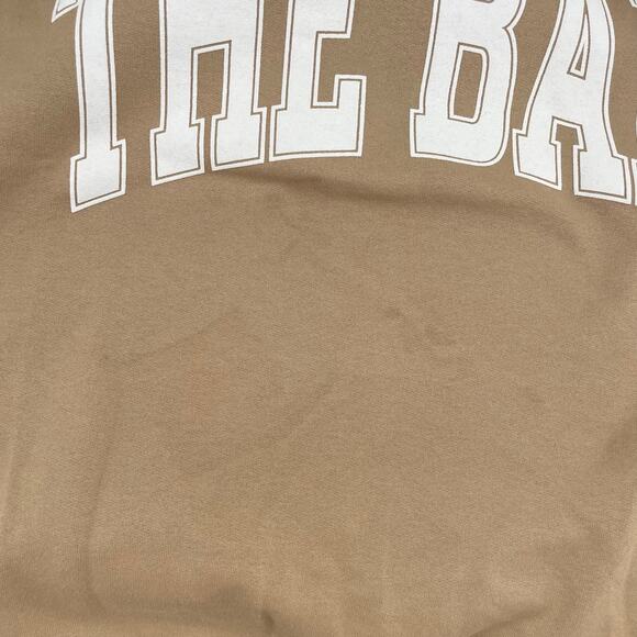 The Bar Varsity Sweatshirt Camel Tan White Oversized Crewneck Pullover Size XL - Picture 8 of 9